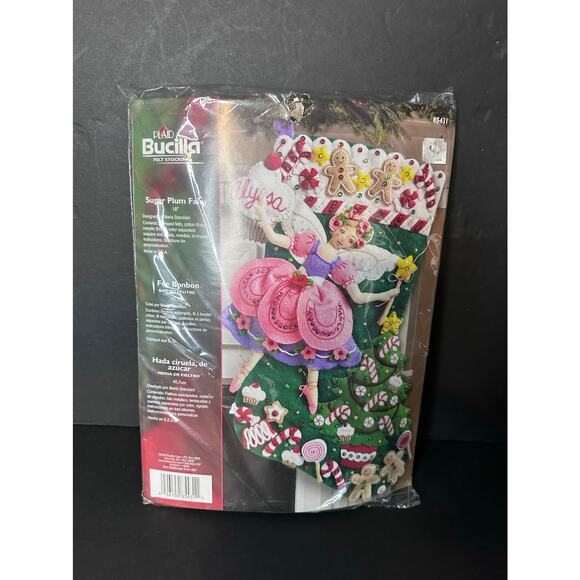 Bucilla SUGAR PLUM FAIRY 18" Christmas Felt Stocking Kit 85431 NEW Sealed - Picture 5 of 5